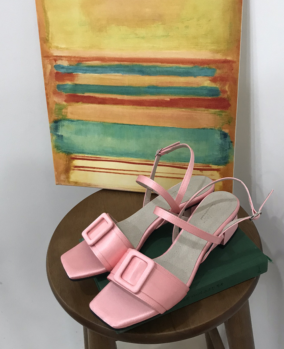 Satin Square Sandal (Pink)
