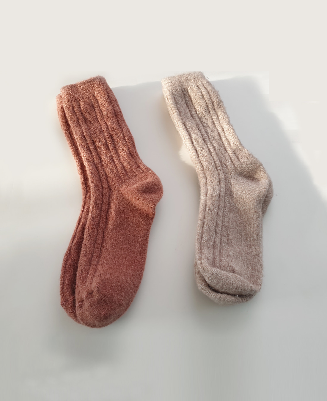 Soft Wool Socks (Oatmeal, Rose)