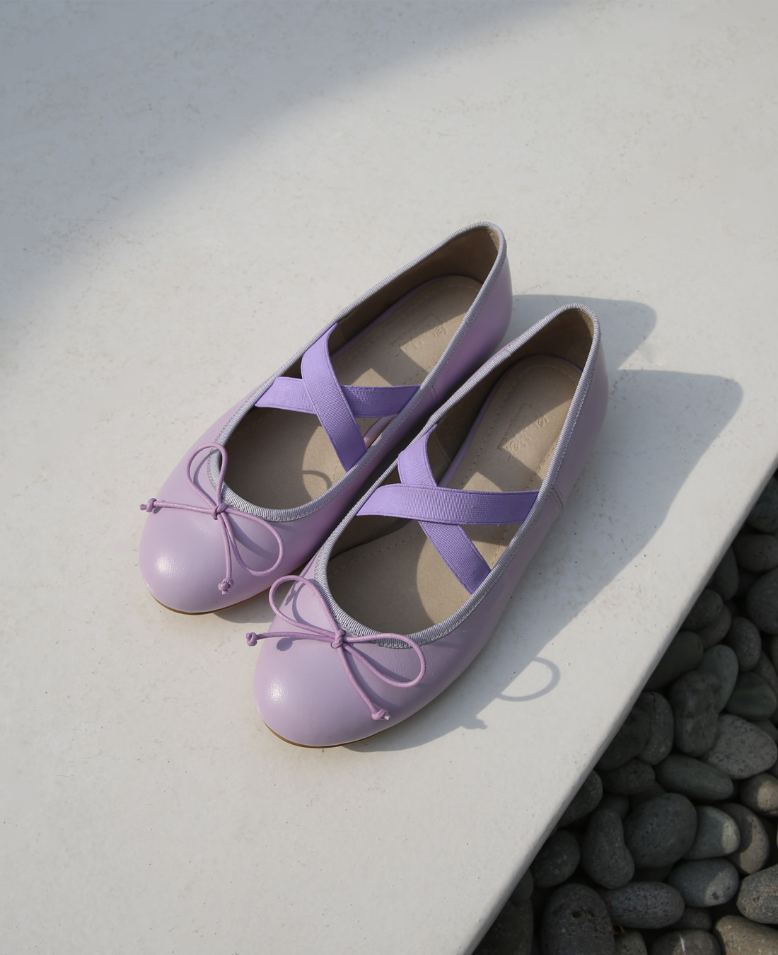 X-Strap Ballerina Flat Shoes (Lilac)