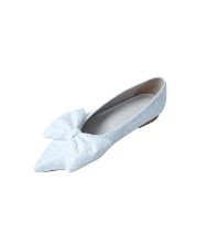 Pointy Ribbon Flat Shoes (Lace White)